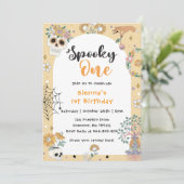 1つの不気味かわいいハロウィーン幽霊1st誕生日パーティー 招待状 (スタンド正面)