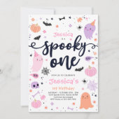 1つの不気味かわいいハロウィーン幽霊1st誕生日パーティー 招待状 (正面)