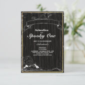 1つの不気味かわいいハロウィーン幽霊1st誕生日パーティー 招待状 (スタンド正面)