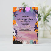 1つの不気味かわいいハロウィーン幽霊1st誕生日パーティー 招待状 (スタンド正面)