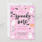1つの不気味かわいいハロウィーン幽霊1st誕生日パーティー 招待状 (正面)