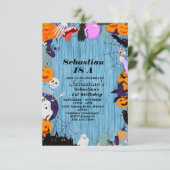 1つの不気味かわいいハロウィーン幽霊1st誕生日パーティー 招待状 (スタンド正面)