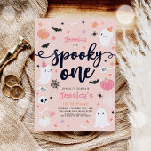 1つの不気味かわいいハロウィーン幽霊1st誕生日パーティー 招待状