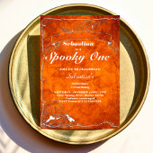 1つの不気味かわいいハロウィーン幽霊1st誕生日パーティー 招待状