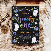 1つの不気味かわいいハロウィーン幽霊1st誕生日パーティー 招待状