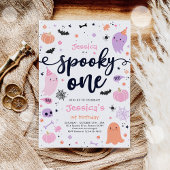 1つの不気味かわいいハロウィーン幽霊1st誕生日パーティー 招待状