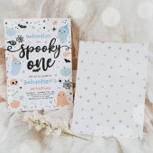 1つの不気味かわいいハロウィーン幽霊1st誕生日パーティー 招待状