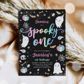 1つの不気味かわいいハロウィーン幽霊1st誕生日パーティー 招待状