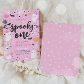 1つの不気味かわいいハロウィーン幽霊1st誕生日パーティー 招待状