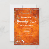 1つの不気味かわいいハロウィーン幽霊1st誕生日パーティー 招待状 (正面)