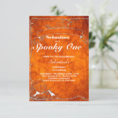 1つの不気味かわいいハロウィーン幽霊1st誕生日パーティー 招待状 (スタンド正面)