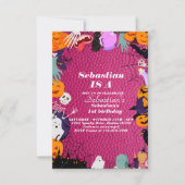 1つの不気味かわいいハロウィーン幽霊1st誕生日パーティー 招待状 (正面)