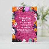 1つの不気味かわいいハロウィーン幽霊1st誕生日パーティー 招待状 (スタンド正面)