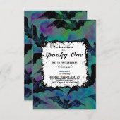 1つの不気味かわいいハロウィーン幽霊1st誕生日パーティー 招待状 (正面/裏面)