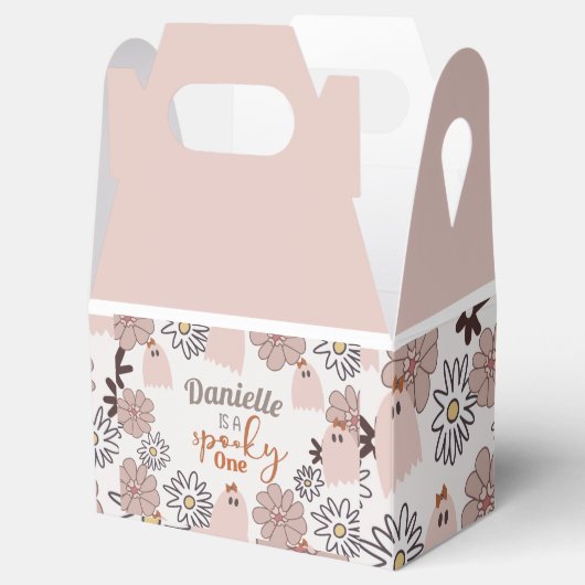 1つの不気味かわいいピンク幽霊フローラハロウィーン フェイバーボックス (オープン)