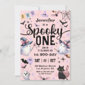 1つの不気味かわいい幽霊ガールハロウィーン1歳の誕生日 招待状 (正面)