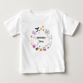 1つの不気味かわいい幽霊ハロウィーン1歳の誕生日 ベビーTシャツ (正面)