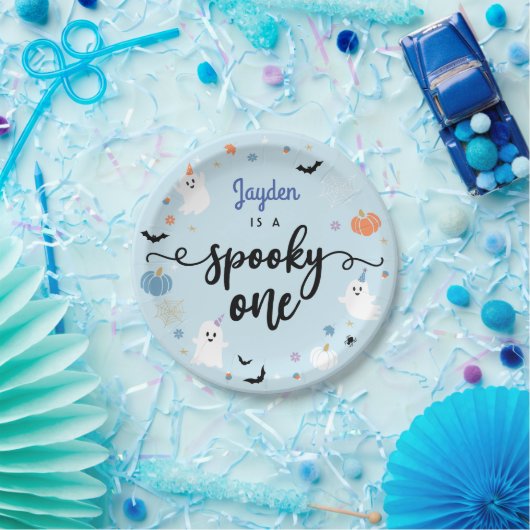 1つの不気味かわいい幽霊ハロウィーン1歳の誕生日 ペーパープレート (パーティー)
