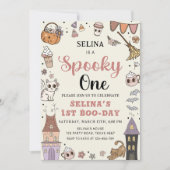 1つの不気味かわいい幽霊ハロウィーン1歳の誕生日 招待状 (正面)