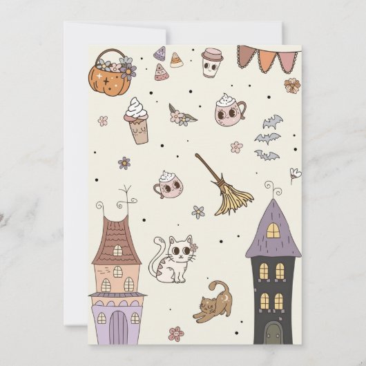 1つの不気味かわいい幽霊ハロウィーン1歳の誕生日 招待状 (裏面)