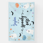 1つの不気味かわいい幽霊ハロウィーン1歳の誕生日 横断幕 (縦)