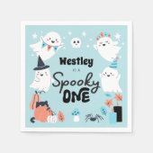 1つの不気味かわいい幽霊少年1歳の誕生日パーティー スタンダードカクテルナプキン (正面)