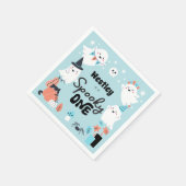 1つの不気味かわいい幽霊少年1歳の誕生日パーティー スタンダードカクテルナプキン (角)