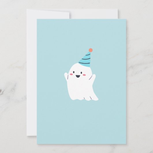 1つの不気味かわいい幽霊少年1歳の誕生日パーティー 招待状 (裏面)