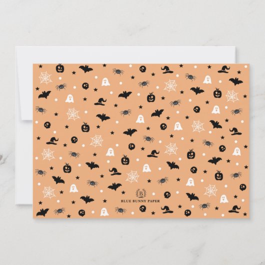 1つの不気味かわいい幽霊1st誕生日の写真の招待 招待状 (裏面)