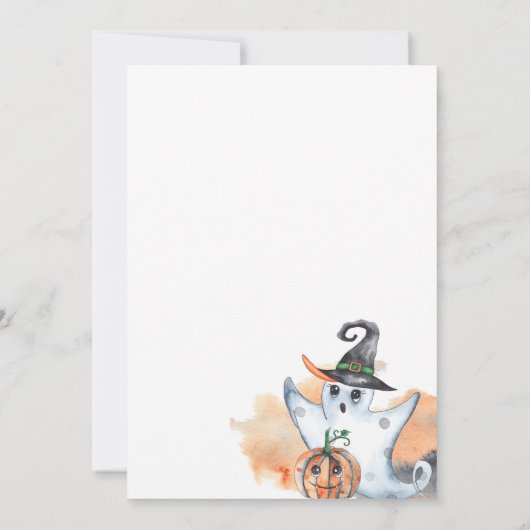 1つの不気味かわいい水の色ハロウィーン1st誕生日 招待状 (裏面)