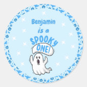 1つの不気味かわいい面白いハロウィーン幽霊1st誕生日 ラウンドシール (正面)