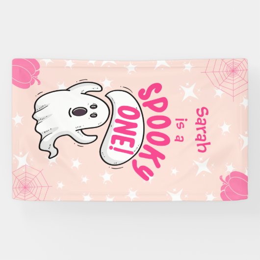 1つの不気味かわいい面白いハロウィーン幽霊1st誕生日 横断幕 (横)