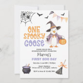 1つの不気味なゴ goose ハロウィン誕生日招待状 招待状 (正面)