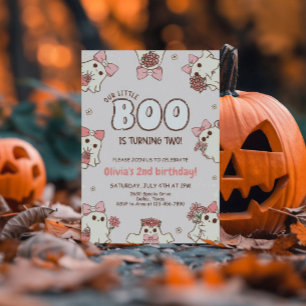1つの不気味なベイビー レトロ ハロウィン 2歳の誕生日 招待状