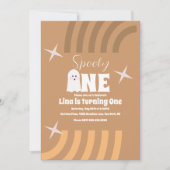 1つの不気味グルービー幽霊ハロウィーン誕生日ブラウン 招待状 (正面)