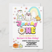 1つの不気味グルービー幽霊ハロウィーン1日の誕生日 招待状 (正面)