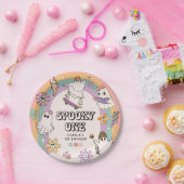 1つの不気味レトロおもしろいハロウィーン1回目の誕生日パーティー ペーパープレート (パーティー)