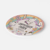 1つの不気味レトロおもしろいハロウィーン1回目の誕生日パーティー ペーパープレート (アングル)