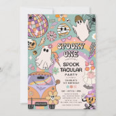 1つの不気味レトロおもしろいハロウィーン1回目の誕生日パーティー 招待状 (正面)