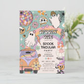 1つの不気味レトロおもしろいハロウィーン1回目の誕生日パーティー 招待状 (スタンド正面)