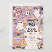 1つの不気味レトロおもしろいハロウィーン1回目の誕生日パーティー 招待状 (正面)