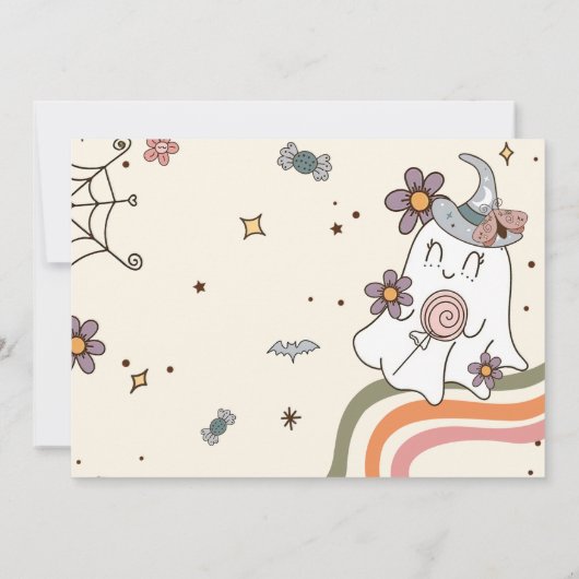 1つの不気味レトロ幽霊ハロウィーン誕生日写真 招待状 (裏面)