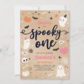 1つの不気味ヴィンテージハロウィーン幽霊1st誕生日 招待状 (正面)