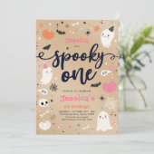 1つの不気味ヴィンテージハロウィーン幽霊1st誕生日 招待状 (スタンド正面)