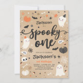 1つの不気味ヴィンテージハロウィーン幽霊1st誕生日 招待状 (正面)