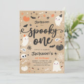 1つの不気味ヴィンテージハロウィーン幽霊1st誕生日 招待状 (スタンド正面)