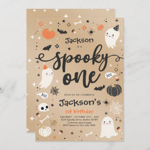 1つの不気味ヴィンテージハロウィーン幽霊1st誕生日 招待状