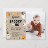 1つの不気味ヴィンテージ幽霊第1の誕生日招待状 招待状 (正面)