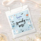 1つの不気味可愛いブルー幽霊ハロウィーン1歳の誕生日 フェイバーバッグ (クリップ留めされた状態)