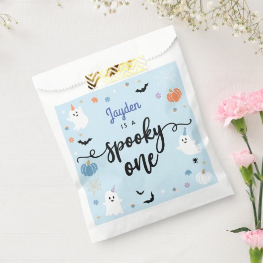 1つの不気味可愛いブルー幽霊ハロウィーン1歳の誕生日 フェイバーバッグ (封をした状態)